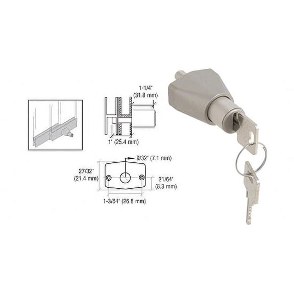 CRL 0911SCKA Satin Chrome Keyed Alike Sliding Door Lock
