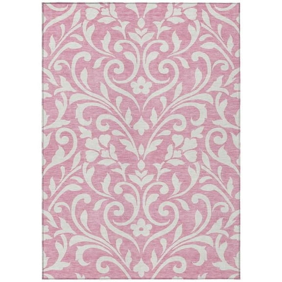 HomeRoots 591465 3 x 5 ft. Pink & Ivory Floral Washable Indoor & Outdoor Rectangle Area Rug
