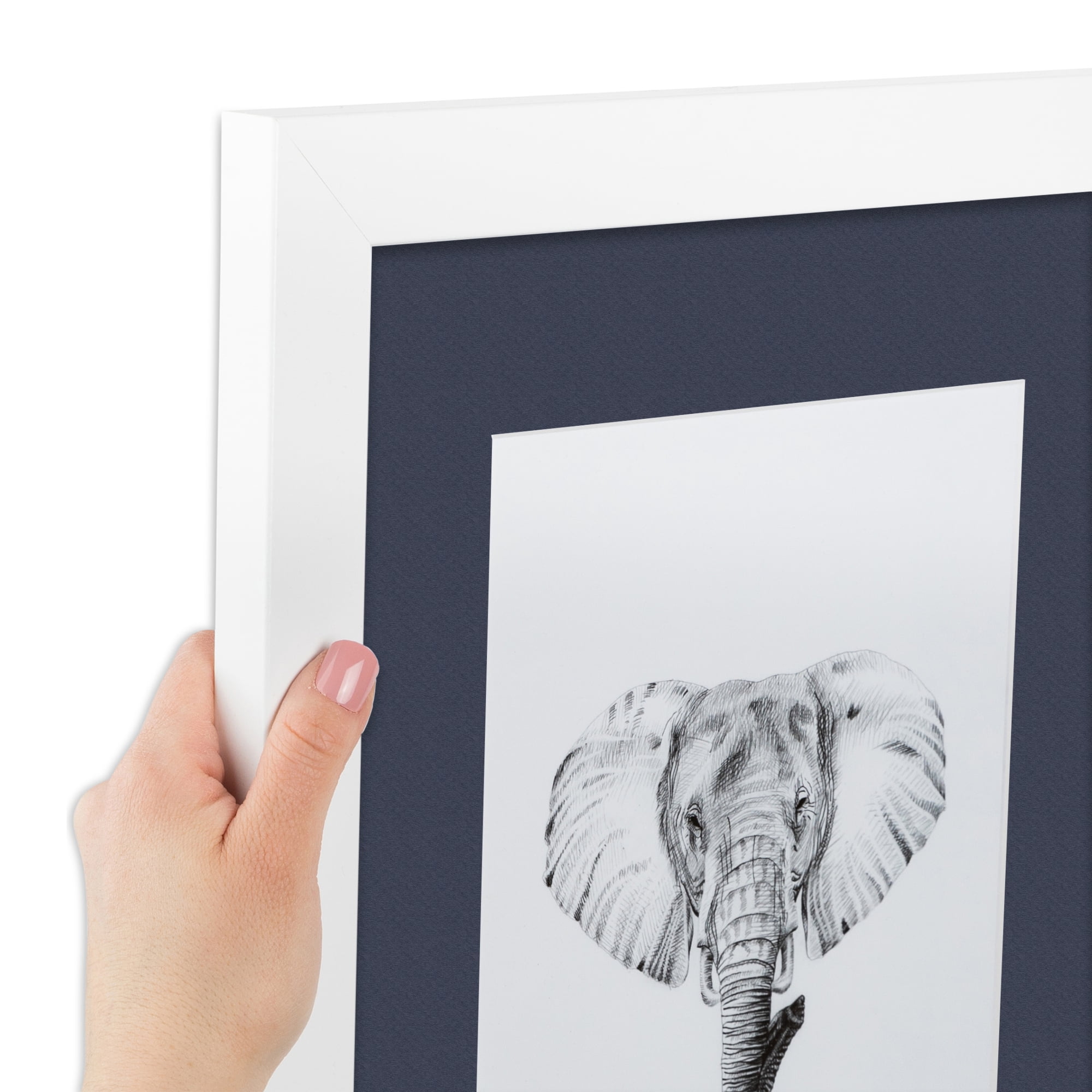 ArtToFrames 22x28" Matted Picture Frame with 18x24" Single Mat Photo Opening Framed in 1.25" Satin White Frame and 2" Blue Jay Mat (FWM-3966-22x28)