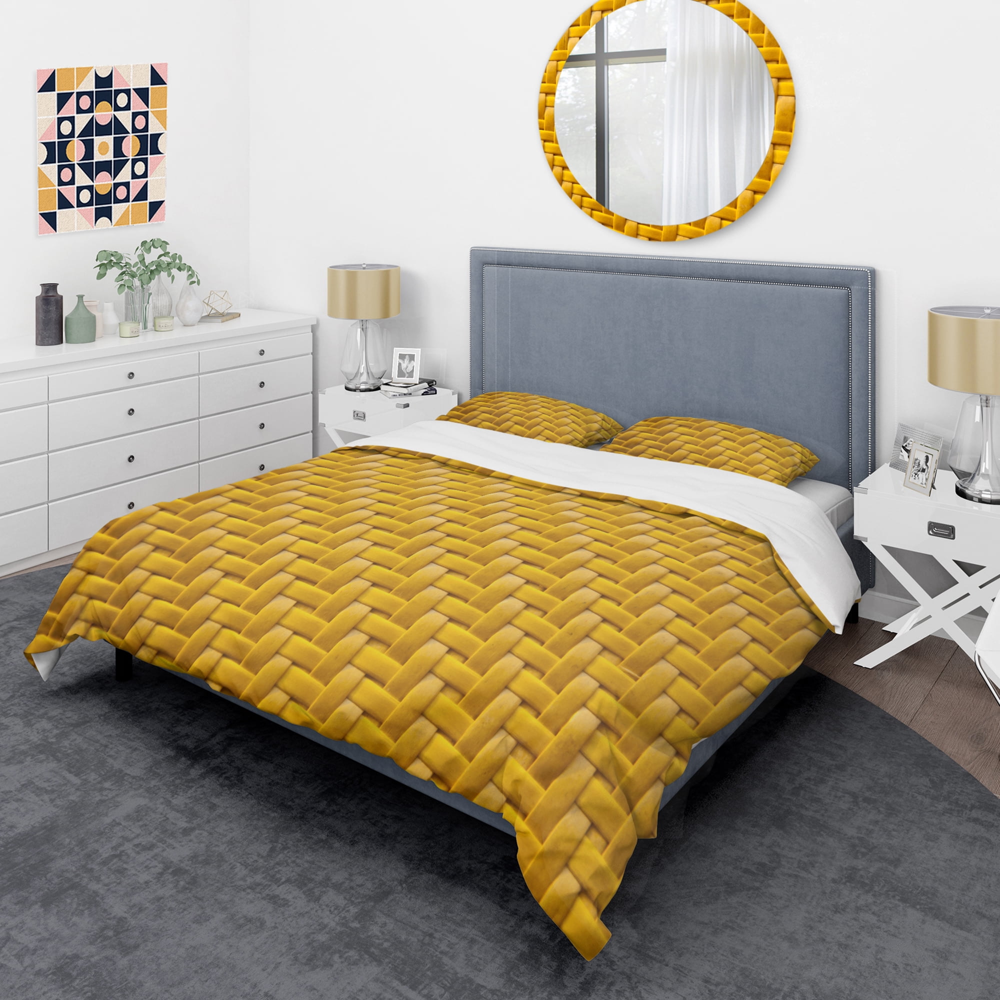 Designart 'Sedge texture background' Mid-Century Modern Duvet Cover Set