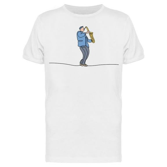 Continuous Line Musician Drawing T-Shirt Men -Image by Shutterstock, Male XX-Large