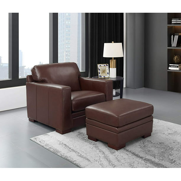 Hydeline Dillon 100 Leather Chair And, Leather Chair And Ottoman Sets