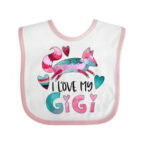 Inktastic I Love My Gigi Pink and Blue Fox with Hearts Boys or Girls Baby Bib