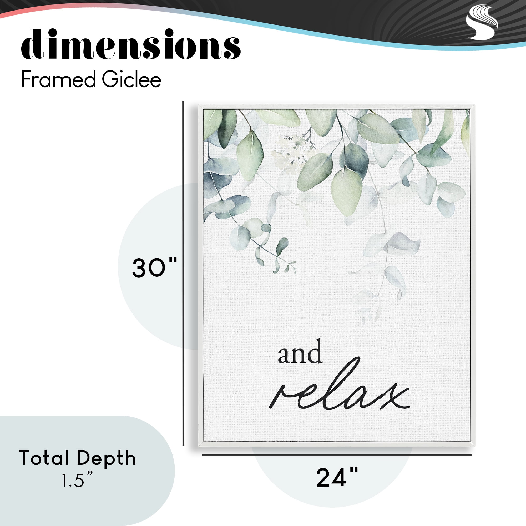 And Relax Minimal Herbs White Framed Giclee Art, design by Lettered and Lined