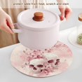 thumbnail image 5 of WOBOGO Pink Skulls Coil Placemats 3pcs Resistant Hot Pads Mat for Table Counter Cooking Potholder 15in, 5 of 6