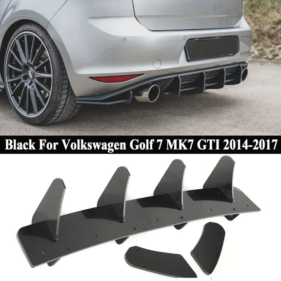 For VW Golf 7 MK7 GTI 14-2017 Rear Bumper Lip Diffuser Splitter Kits Shark Fins