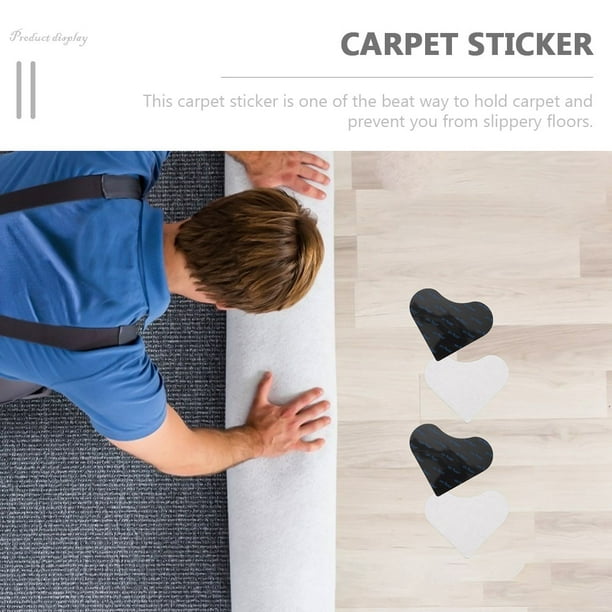 Frcolor 12Pcs Carpet Tape Floor Rug Pad Adhesive Carpet Heart Shaped
