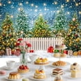 thumbnail image 4 of 7x5ft Christmas Backdrop for Photography Winter Forest Green Xmas Tree Scene Wonderland North Pole Photography Background Starry Sky Moon Snow Forest Family Festival Photo Shoot Booth Props, 4 of 5