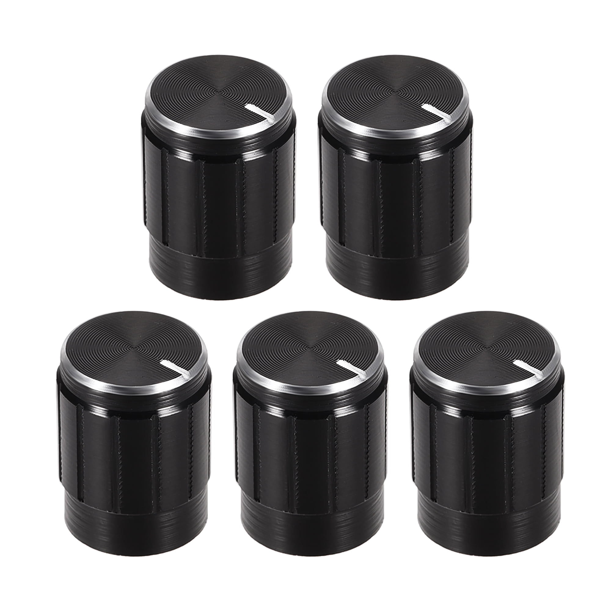 5pcs Potentiometer Knob Cover Cap Black Aluminum 6mm Shaft Dia. Rotary ...