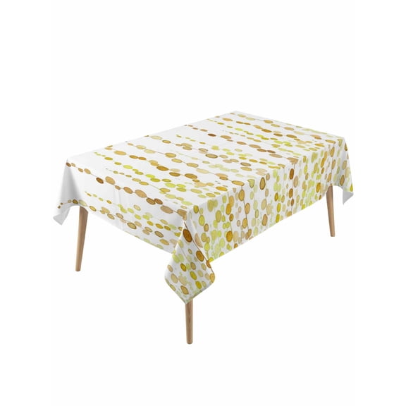 Sage Green Polka Dots Rectangle Tablecloth, Yellow Watercolor Abstract Art Waterproof & StainResistant Tablecloth, Washable Oil-proof Table Cover for Dining/Party/Wedding/Camping/Buffet 54x108 In