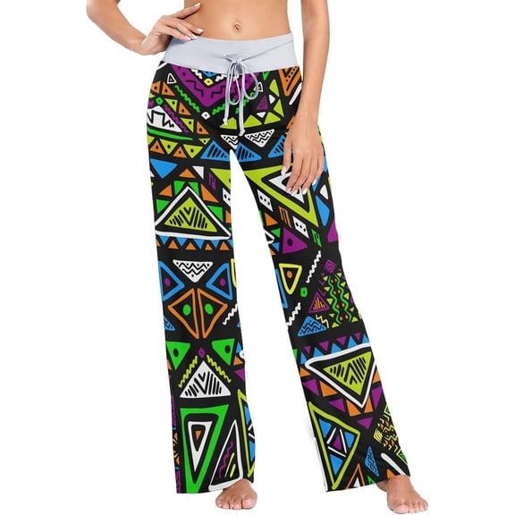 GZHJMY Women's Pajama Pants Bright Colored Pattern Comfy Stretch Sleepwear Womens Wide Leg Pants Casual Loose Yoga Sweatpants Comfy Lounge Pajama, Medium