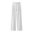 thumbnail image 6 of Miluxas Women's Plus Size Dressy Trousers Pleated Front High Waist Wide Leg Pants Business Casual Loose Trousers with Pockets for Work Commute White, 6 of 6