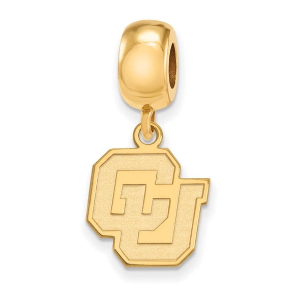 Sterling Silver Gold-plated LogoArt University of Colorado C-U Small Dangle Bead Charm Q-GP035UCO