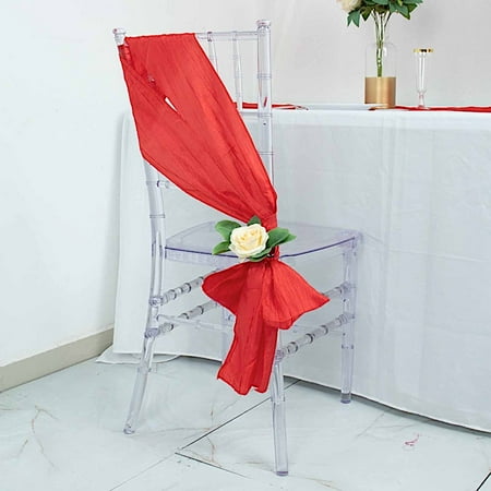 

BalsaCircle 5 Red Accordion Crinkle Taffeta Chair Sashes Wedding