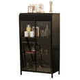thumbnail image 6 of 47.6" Tall Metal Storage Cabinet with Glass Doors and Flip-Top, 4-Tier Display Cabinet with Open Shelves, Freestanding Steel Sideboard Buffet for Kitchen Living Room Home Office Dining Room Bathroom, 6 of 14
