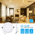 thumbnail image 2 of TORCHSTAR 6 Inch Slim LED Recessed Downlight with J-box, 13.5W Dimmable Ultra-Thin Canless Light, ETL & Energy Star Listed, 1000lm, 2700K Soft White, 5-Year Warranty, White, Pack of 4, 2 of 6