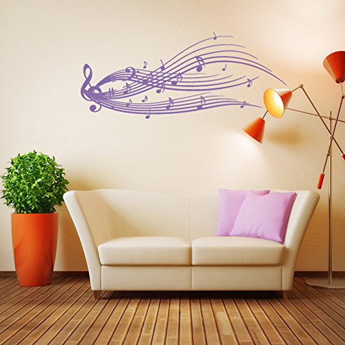 Wall Art Stickers Treble Clef Colourful Patterned Music Notes Pack of 20 