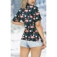 thumbnail image 4 of LA LEELA Women's Casual Beach Blouse Shirt Open Front Blouses Short Sleeve Button Down Dress Tops Tee Shirts Hawaiian Dresses for Women S Flamingos, Black, 4 of 4