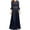 Navy, variant on Women's Elegant Floral Lace 3/4 Sleeve Evening Dress Empire Waist Maxi Bridesmaid Dresses for Cocktail Party