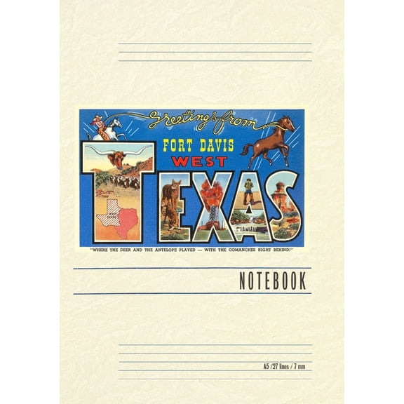 Vintage Lined Notebook Greetings from Fort Davis, Texas, (Paperback)