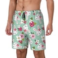 thumbnail image 2 of Uemuo Bunny And Rose Pattern Mens Swim Trunks Quick Dry Board Shorts with Mesh Lining, Stretch Beach Shorts Quick Dry No-Chafing Board Shorts-Medium, 2 of 9