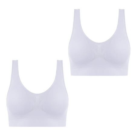 2 Pack Push Up Sports Bra for Women Stretchy Wireless Comfort Sleep Bras Plus Size Workout Yoga Tank Tops