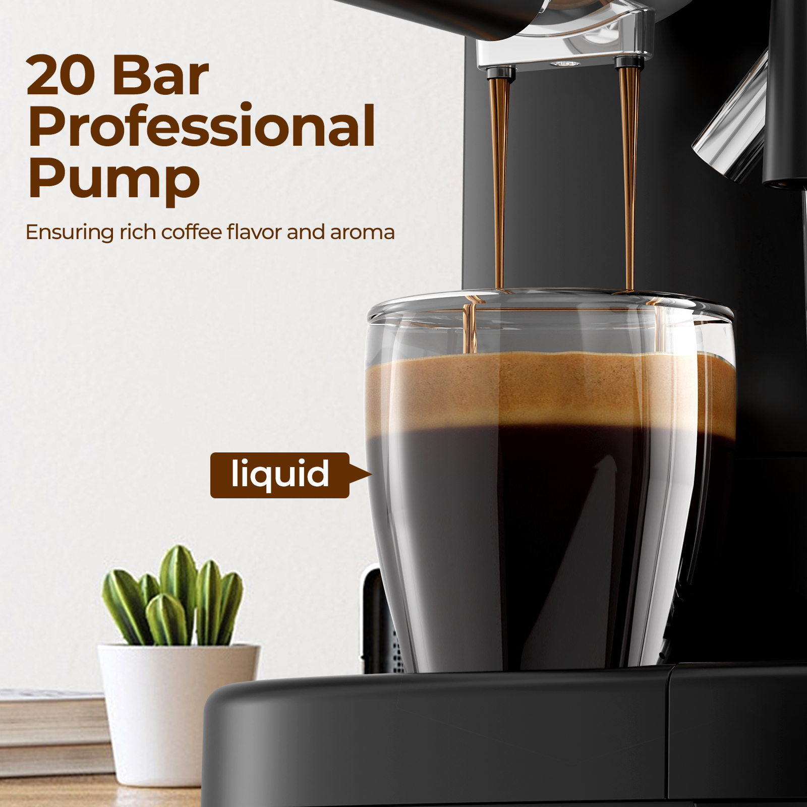WAA 20 Bar Espresso Machines for Home,Espresso Maker with 57 oz Removable Water Tank,Cappuccino Machine with Automatic Milk Frother,Dual Boiler Latte Maker for Ground Coffee & Coffee Capsules