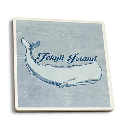 

Jekyll Island Whale Blue Coastal Icon Contour (Absorbent Ceramic Coasters Set of 4 Matching Images Cork Back Kitchen Table Decor)