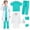 Green, variant on Pitauce Doctor Costume for Kids, Nurse Scrub Set Doctor Coat with Accessories, Doctor Dress Up Cosplay Outfits for Boys Girls 3-12 Years