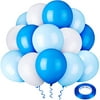 36 Piece Blue White Balloons Latex Balloons Shark Party Balloons 10 Inch Metallic Balloons with Balloon Ribbon for Baby Shower Birthday Wedding Party Decorations Supplies