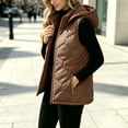 thumbnail image 5 of hoksml Women's Hooded Quilted Vest Full Zip Sleeveless Padded Warm Lightweight Gilet for Outdoor Travel Daily Casual Comfort, 5 of 8