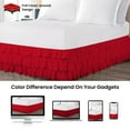 thumbnail image 4 of CCNY 11" Inch Drop Multi Ruffled Bed Skirt Short Queen Size 100% Microfiber Made Blood Red Color, 4 of 6