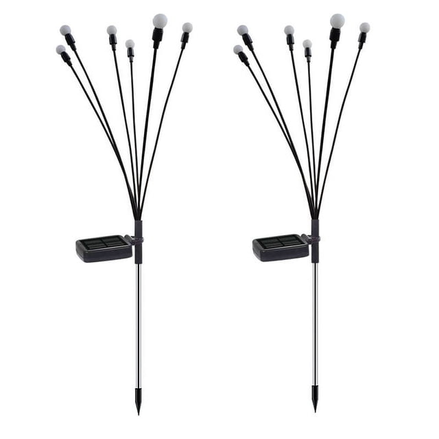 Juego de 2 luces solares para exteriores Firefly, luces de jardín, luces solares para paisajes: árboles de fuegos artificiales con flores para hacer tú mismo para pasarelas, patios, césped, patios tra