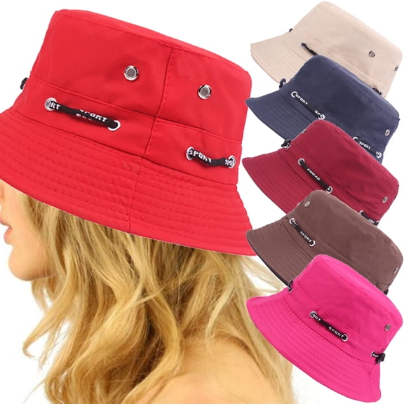 cdar Unisex Men Women Kids Sun Hat Outdoor Solid Color Hiking Fishing Bucket Cap