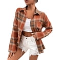 thumbnail image 1 of Camisa a cuadros con botones para mujer,Camisa con estampado a cuadros para mujer Camisa a cuadros para mujer Blusa de manga larga para mujer Rendimiento sólido, 1 of 8