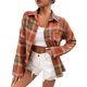 thumbnail image 3 of Camisa A Cuadros Para Mujer, Moda Clásica, Cómoda, Cuello Con Bolsillo En El Pecho, Hombro Caído, Blusa Informal De Manga Larga Para El Hogar, La Escuela Y La Oficina ANGGREK Otros, 3 of 8