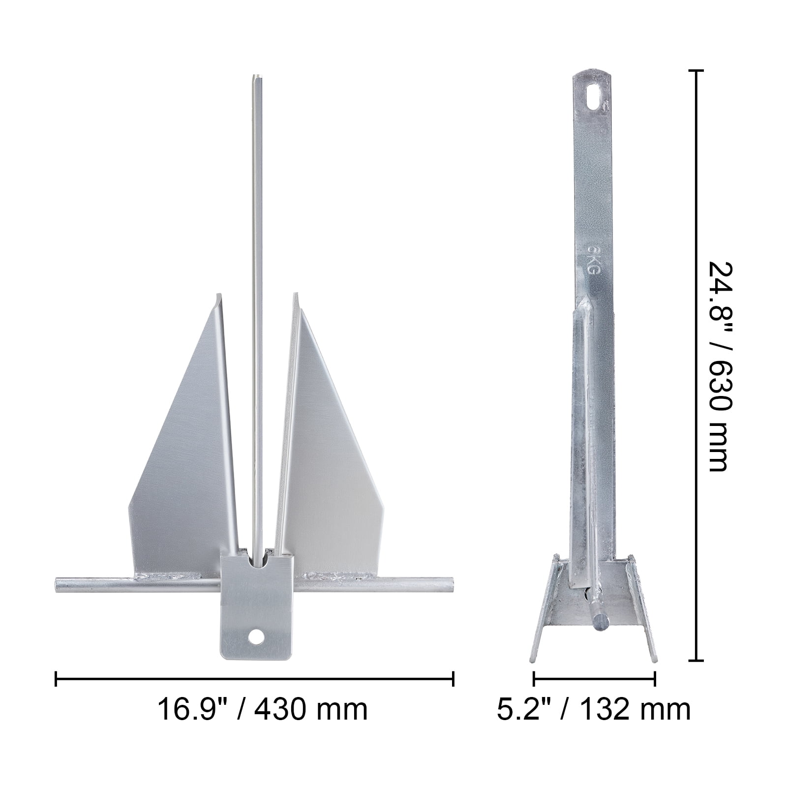VEVOR Fluke Style Anchor Kit, 13 LBS Hot-Dipped Galvanized Steel Fluke Anchor with 7.9' Chain, 101' Rope and Two 0.4" Shackles, Marine Boat Anchor for Small Vessels Under 30', Seas, Rivers