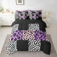 thumbnail image 2 of Homewish Leopard Zebra Print Bedding Comforter Set 7-Piece for Boys Girls,Geometric Plaid Grid King Bedding Sets,Abstract Animal Stripes Ultra Soft Bed Sheets,Breathable Home Decor,Reversible, 2 of 8