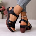 thumbnail image 4 of DeHolifer Women's Chunky Heel Sandals Trendy Open Toe Comfortable Slip On Casual Dressy Wedge Shoes for Spring Summer, 4 of 8