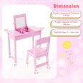 thumbnail image 3 of Gymax Kids Vanity Table & Chair Set 2-in-1 Princess Makeup Dressing Desk Set Pink, 3 of 10