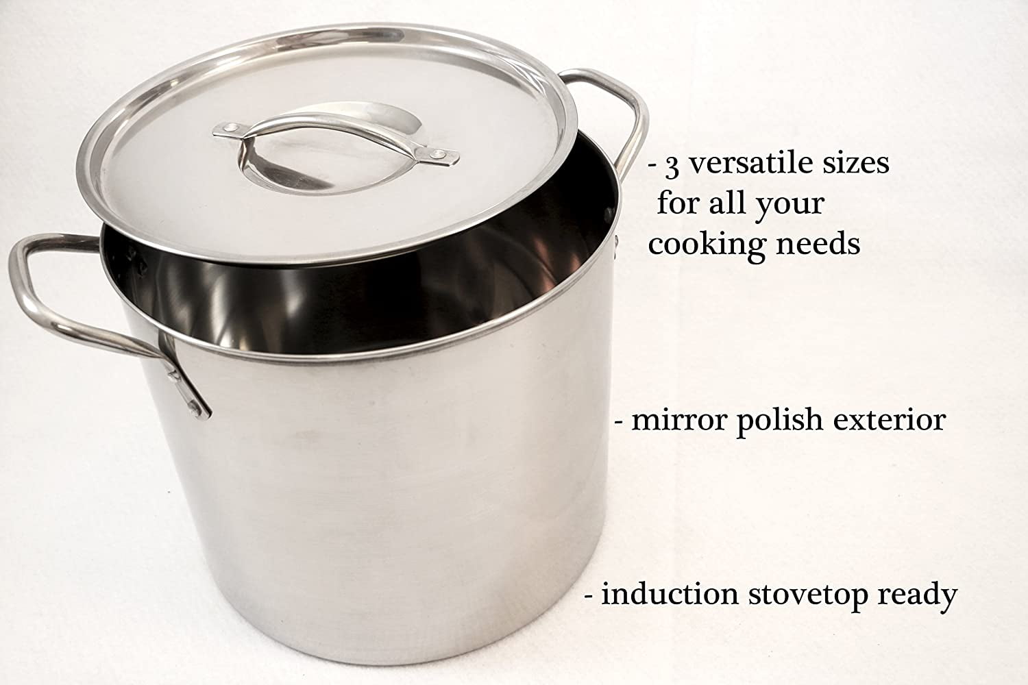 ExcelSteel Stainless Steel Stockpot with Lids, Set of 3, 3 Piece, Silver 