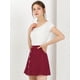 thumbnail image 3 of Falda Corta Acampanada Allegra K de cintura Alta con cierre de Botón de gamuza sintética para Mujer Vino rojo L, 3 of 6