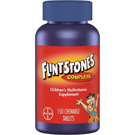 Flintstones Complete Chewables Children's Multivitamins, Kids Vitamin Supplement with Vitamins C, D, E, B6, and B12, 150