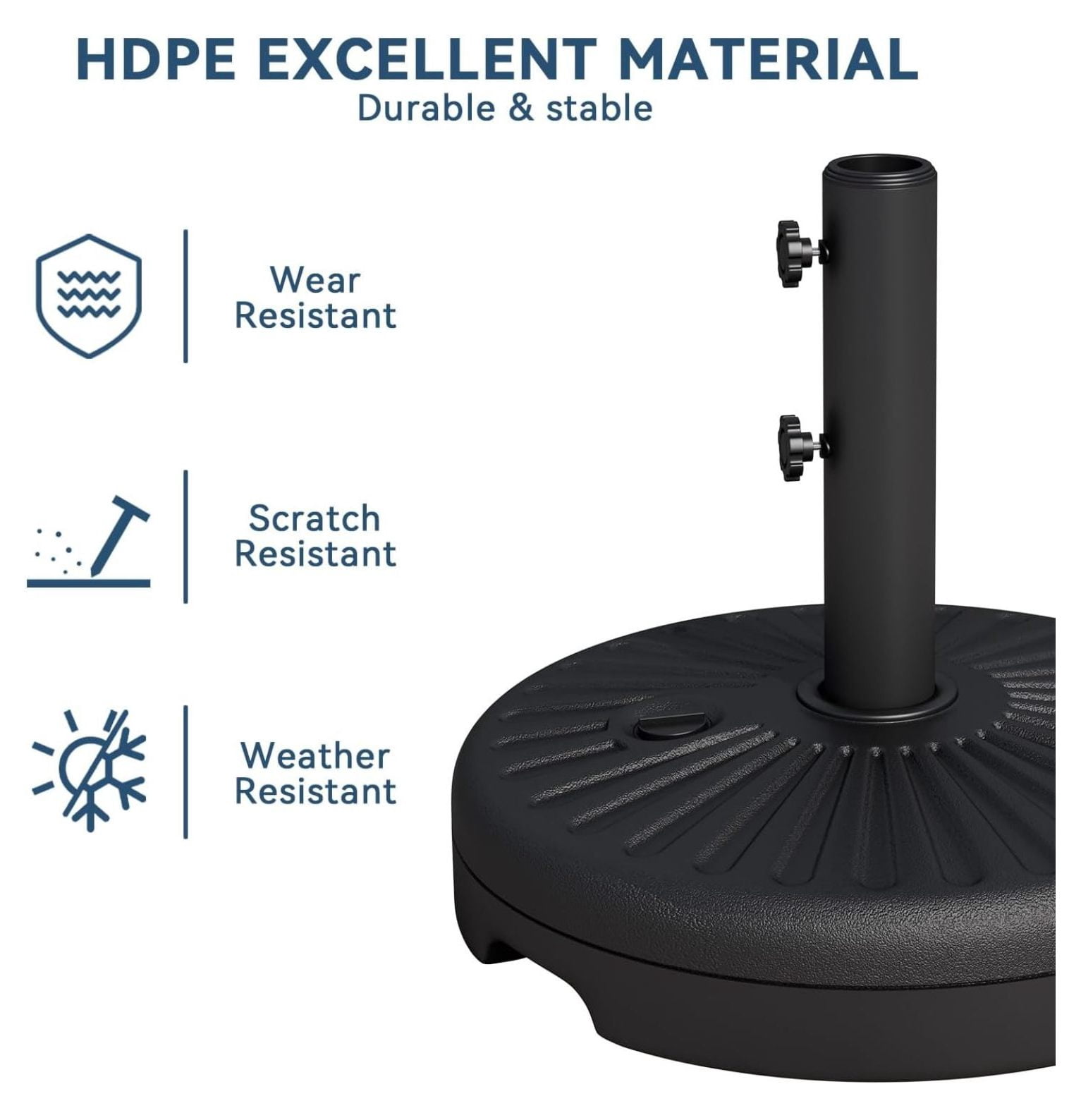 Umbrella Base Outdoor 82lb, Patio Umbrella Stand Water Filled, Heavy Duty Umbrella Holder for 6-10ft Umbrellas, Black