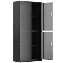 Magshion 71" Metal Garage Storage Cabinet with Locking Doors, 4 Adjustable Shelves for Home, Office, Black