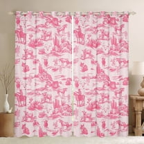 Manfei Western Cowgirl Cowboy Black Out Curtains, Tribal Hippie Bohemian Curtains Pack of 2 (42x63 Each), Pink Rustic Horse Bedroom Curtains, Curtains and Drapes Home Decor