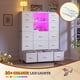 thumbnail image 5 of LLisha 51" H White Dresser with 15 Drawers Dresser for Bedroom with Charging Station & LED Lights & Hutch Sturdy Bedroom Dressers, Steel Frame, Wood Top, 51.2" H x 39.3" W x 11.8" D, 5 of 10