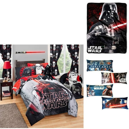 Star Wars 4 pc. Bedding Set with Reversible Comforter, Sheet Set, Pillow Buddy or Body Pillow and Throw
