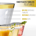 thumbnail image 2 of 36X Plastic Cup 9 Oz Hard Disposable Cup Plastic Wine Glass Party Wedding Wine Glass Transparent Plastic Cup -Silver Rim, 2 of 5