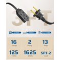 thumbnail image 2 of Cable de extensión DEWENWILS, regleta de alimentación de 3 salidas, 3 pies, 16 AWG, negro, 2 of 7